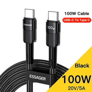 Essager 100W USB Type C To USB C Cable USB-C PD Fast Charging Charger Wire Cord For Macbook Samsung Xiaomi Type-C USBC Cable 3M