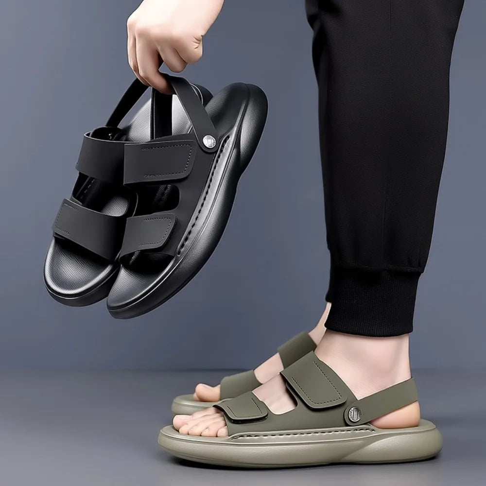 Sandals for Men 2025 New Summer Breathable Soft Bottom Casual Anti Slip Wear Beach Shoes Dual Purpose Driving Slippers Sandals