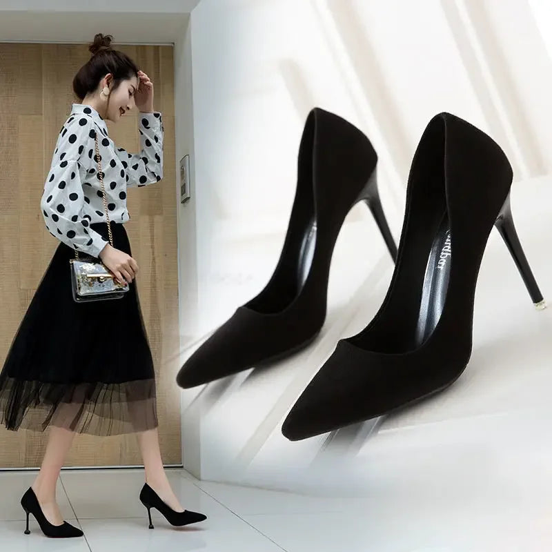 Women Shoes 2023 New Women Pumps Suede High Heels Shoes Fashion Office Shoes Stiletto Party Shoes Female Comfort Women Heels