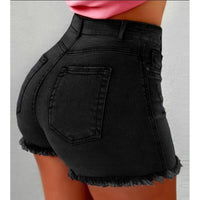 Women's Denim Shorts 2023 New Summer Lady Clothing High Waist Jeans Shorts Fringe Frayed Ripped Casual Hot Shorts With Pockets