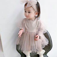 Baby Girl Long Sleeve Jumpsuit Spring Korean Version Puff Sleeve Baby Girl Clothes Dress