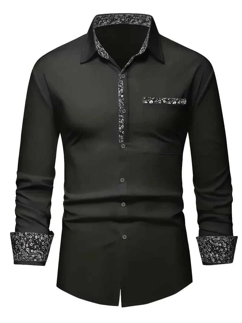 2025 Men's Button Casual Shirt Spring/Summer Printed Long Sleeve Daily Fashionable and Comfortable Top