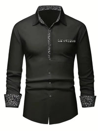 2025 Men's Button Casual Shirt Spring/Summer Printed Long Sleeve Daily Fashionable and Comfortable Top