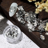 1 Box Silver Irregular Aluminum Foil Colorful Paper Nail Art Sticker 3D Glitter DIY Manicure UV Gel Polish Nail Decoration Tools