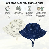 Children Fisherman Sun Hat Unisex UPF 50+ Sun Protection Outdoor Beach Hat Mesh Breathable Dinosaur Print Wide Brim Bucket Hat