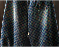 Women Casual Boyfriend Jeans New Arrival 2025 Autumn Vintage Style Plaid Pattern Loose Female Denim Harem Pants M1854