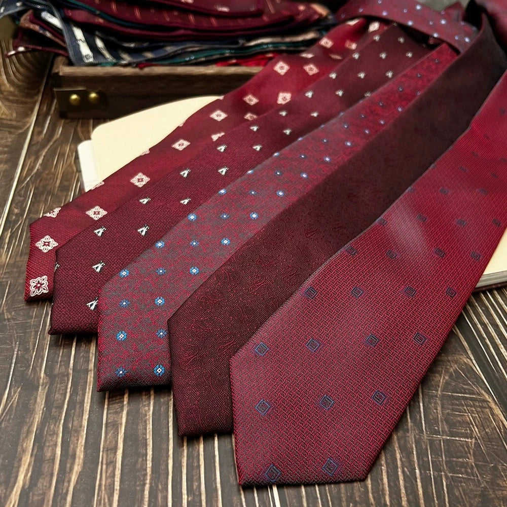 New Trendy Navy Brown Neckties For Men 7cm Formal Business Silk Neck Tie Shirt Suit Cravat Tuxedo Wedding Party Daily Wear Gifts