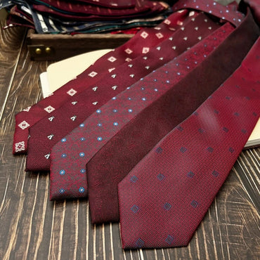 New Trendy Navy Brown Neckties For Men 7cm Formal Business Silk Neck Tie Shirt Suit Cravat Tuxedo Wedding Party Daily Wear Gifts