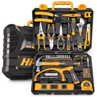 Complete Toolbox Hand Tool Set Household Repair Tool Kit Plastic Combination Package Inch Metric Wrech Screwdriver Hammer Box