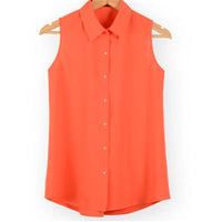 Blusas Femininas 2022 Summer Sleeveless Turn-Down Collar Tops Women Chiffon Shirt Female Shirts Blouses XS XXL