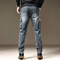 Jeans for Men Straight Male Cowboy Pants with Pockets Trousers Cargo Regular Aesthetic New in Stacked Korean Fashion Trend 2025
