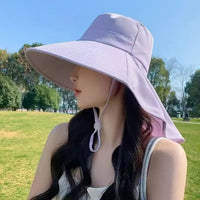 Fisherman Hat Wide Brim Sun Hat Shawl Neck Flap UV Protection Outdoor Travel Beach Hat Women Accessories Summer