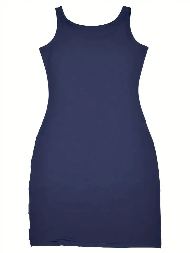 Summer positioning alphabet print; European and American hot style women's clothing; sexy round neck sleeveless vest dress