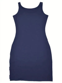 Summer positioning alphabet print; European and American hot style women's clothing; sexy round neck sleeveless vest dress