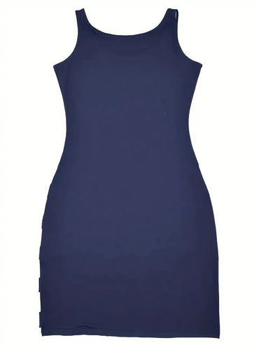 Summer positioning alphabet print; European and American hot style women's clothing; sexy round neck sleeveless vest dress