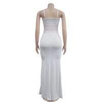 Fashion Women's Hot Diamond Mesh Dresses Summer New Sexy Transparent Lace Party Elegant Female Maxi Dress 2025