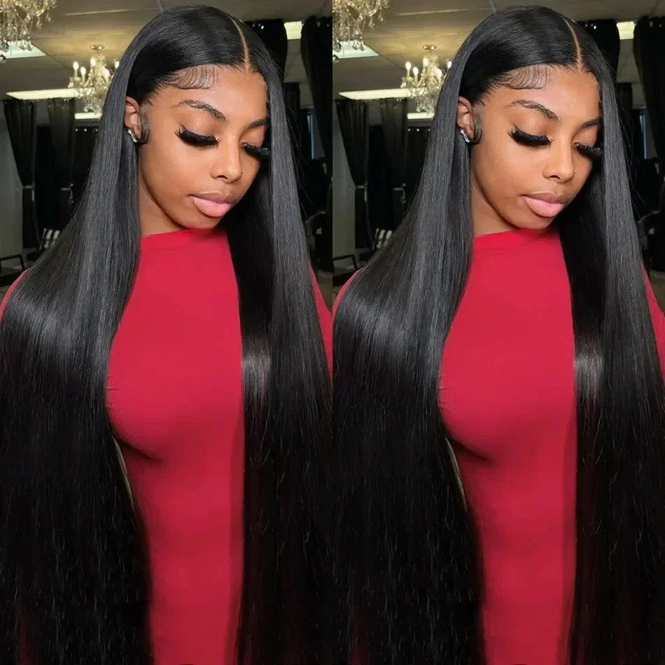 30 40 Inch Bone Straight Lace Human Hair Front Wigs 13x6 13x4 Hd Transparent Lace Frontal Wig 210 Density Lace Wigs For Women