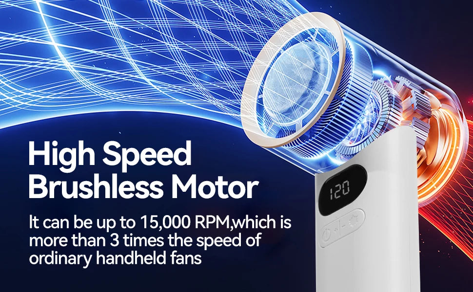 Portable Fan 120-Speed Digital Display Ice Cooling Tech Stylish Semiconductor Condensation Mini Personal Fan  for Home, Office