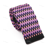 Novelty Chic Knitted Ties For Men Women Red Green Grey Woven Necktie Plaid Geometric Pattern Skinny Slim Narrow Winter Cravat