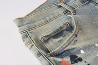 Men's Skinny Denim Jeans 2025 New Streetwear Distressed Painted Repair Low-Rise Brand Pants for Casual Style