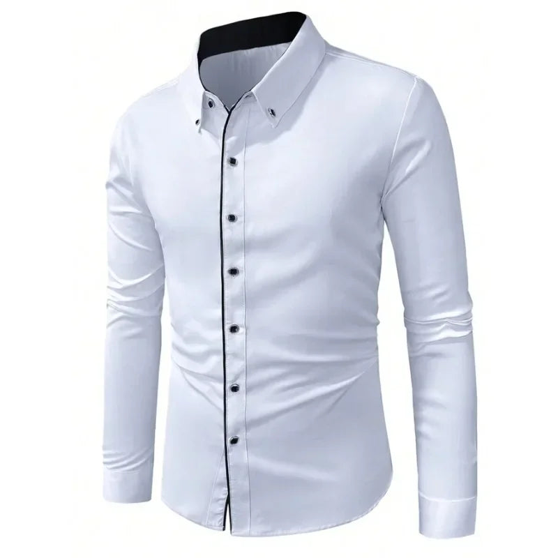 Bolubao Men White Shirt Fashion Brand New Patchwork Long Sleeve Casual Elastic Smart Casual Male Business Shirt