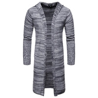 Men Jackets 2022 Spring Autumn New Mens Casual Sweater Snowflake Hooded Medium Long Knitted Cardigan Mens Outerwear Coats