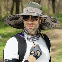 Men's Sun Hat With 15cm Wide Brim UPF 50+ Outdoor Cap for Hiking Fishing Camping Traveling Quick Dry Beach Fisherman Hat