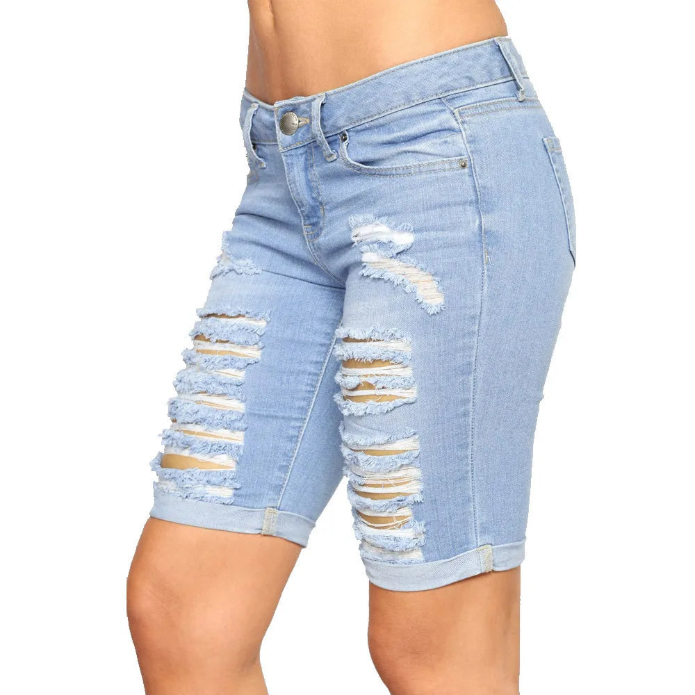 S-2XL denim shorts women summer Ripped Jeans shorts fashion casual Skinny shorts 2022 new Top quality