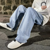 Men's Jeans Korean Version Student Casual Pants High Street Straight Loose Wide Leg Jeans Black Grey Blue Baggy Jeans