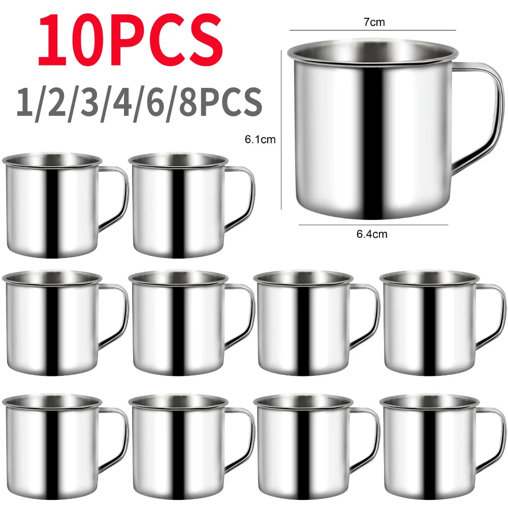 1/5/10PCS 200ML Stainless Steel Mug Coffee Cup Insulated Cup Keep Drinks Hot Camping Travel Mug Milk Tea Cup Tumbler Water Mug