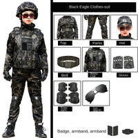 Tactical Military Uniform for Children's Day Camouflag Disguise Adult Halloween Costume for Kid Girl Scout Boy Soldier Army Suit