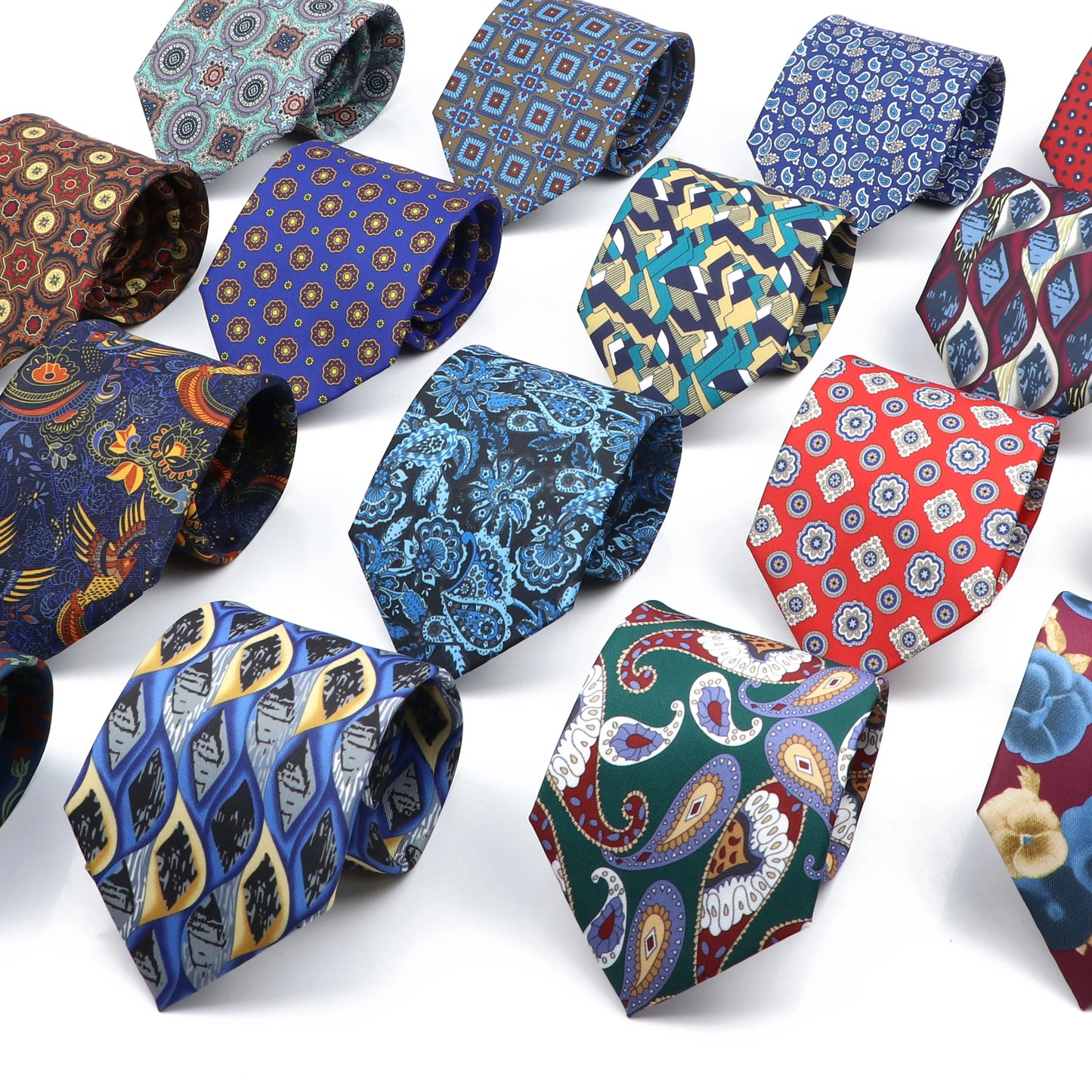 Vintage Men's Tie Geometry Paisley Khaki Blue Necktie Soft Chic Bohemian Print 9cm Ties For Men Wedding Business Daily Accessory