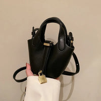 Ladies Handbag Female Bucket Bag Basket Shoulder Bag Travel BagLeather Bucket BagLarge Soft Leather Tote with Lock Daily