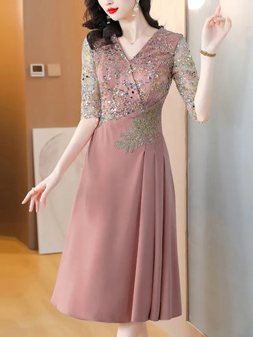 Summer New Sequins Luxury Chic Evening Wedding Dress 2023 Women's Elegant Bodycon Midi Dress Satin Vintage Casual Party Vestidos