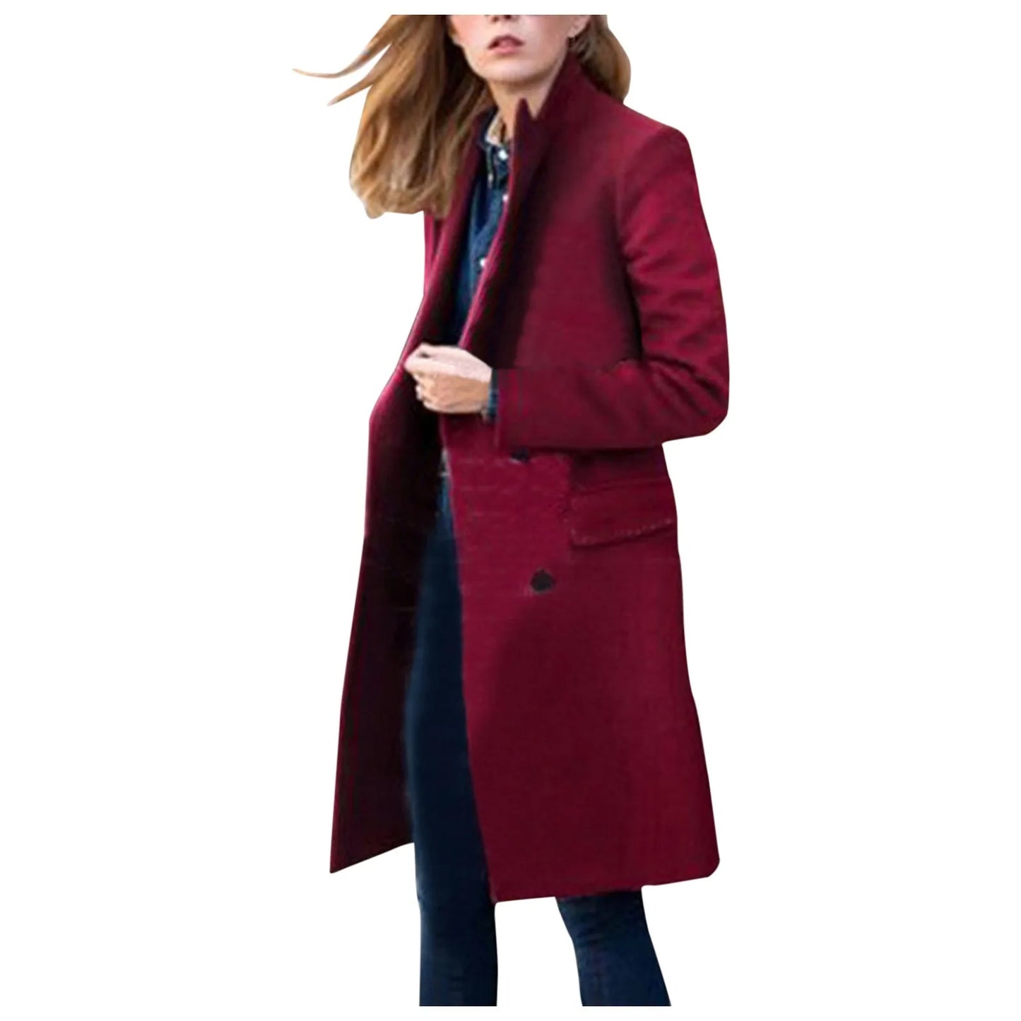 Streetwear Elegant Wool Coat Women Overcoat Office Wear Turn-down Collar Winter Thicken Warm Mid-length Jackets Female Outwear