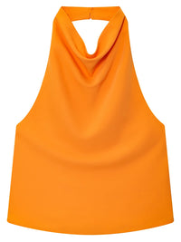 HXAO Top Women Halter Satin Women Tops Backless Corset Top Vest Yellow Pink Black Summer Elegant Sexy Tops Tank Vestidos