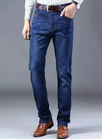 2025 Spring Autumn New Men's Jeans Casual Straight Stretch Fashion Classic Blue Black Work Denim Trousers Male Brand Clothing