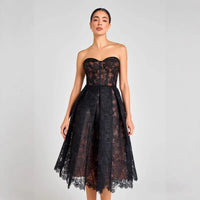 Summer Evening Dress Women's Tight Tube Top Dress Sexy Embroidered Lace Dress