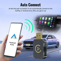 Wireless Carplay Android Auto Adapter Plug&Play USB Car Dongle Wireless Dongle for OEM Wired CarPlay/Andriod Auto Cars