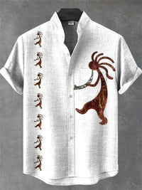 New Vintage Men's Linen Short Sleeve Shirt Casual Fashion Men's Street 3D Flower Printed Shirt Casual Shirt