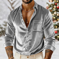 Men's Luxury Velvet Button-Down Shirt | Loose-Fit Casual Dress Shirt For Party & Daily Wear Autumn/Winter Men's Velvet Shirts