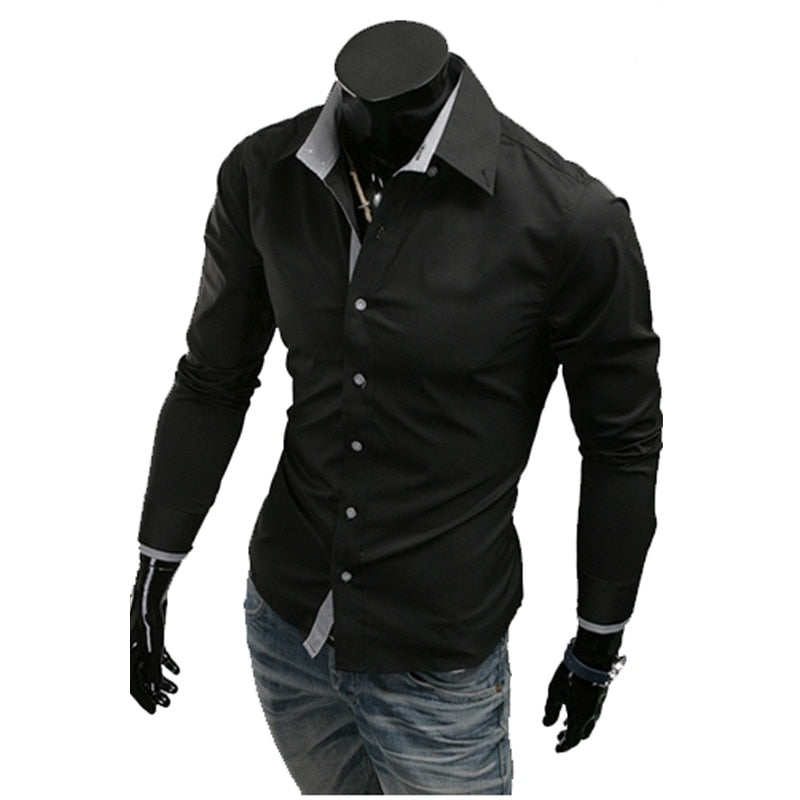 Mens Casual Shirts 2022 Single Breasted Mens Slim Fit Dress Long Sleeve Shirts Soild Male Social Shirts Designer Chemise Homme