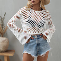 Crochet Hollow Out Smock Tops 20223 New Autume Pullover Knitted Sweater Tops For Ladies