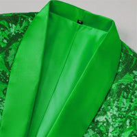 Red Sequin Blazer & Pants Set , Men's Shiny Party Outfit Suits for Weddings, Concerts & Festive Celebrations