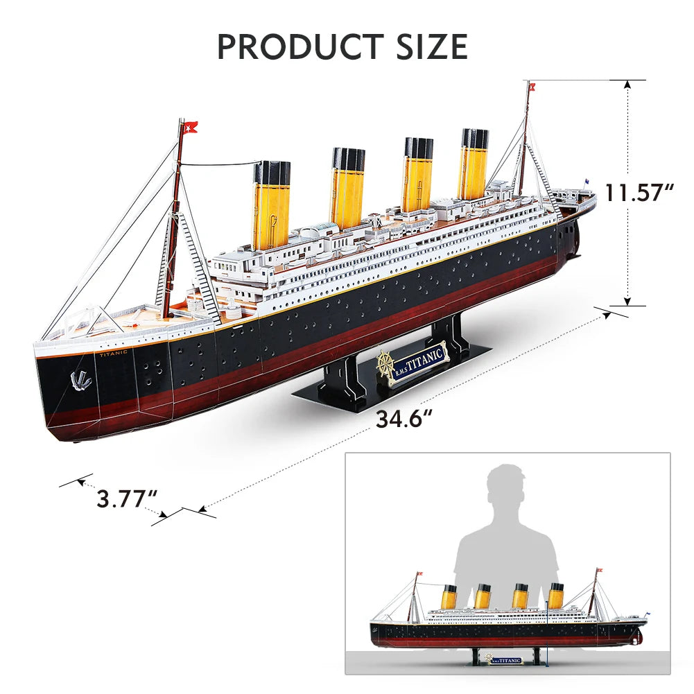 CubicFun 3D Puzzles Ship from PL/US/RU LED Flying Dutchman Pirate Ship Model Queen Anne Revenge Sailboat Titanic Ship Jigsaw