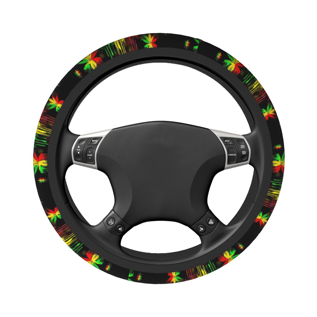 Maple Leaf Rasta Car Steering Wheel Cover 38cm Universal Reggae Rastafarian Jamaica Steering Wheel Protective Cover Car-styling