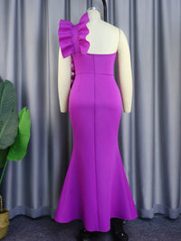 AOMEI Formal Occasion Dresses Women Party One Shoulder Backless Purple Long Ruffle Bodycon Fishtail Event Birthday Gowns African