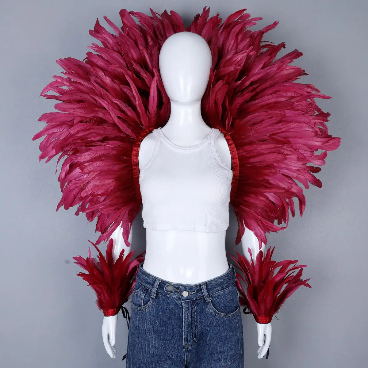 Elegant Women's 2-Piece Shawl Set Cosplay Feather Punk Style for Halloween Masquerade Ball Party Carnival New