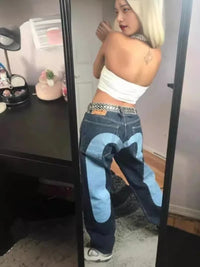 European and American hip-hop jeans men and women printing four seasons trendy trousers Gothic Y2K high street spring and summer