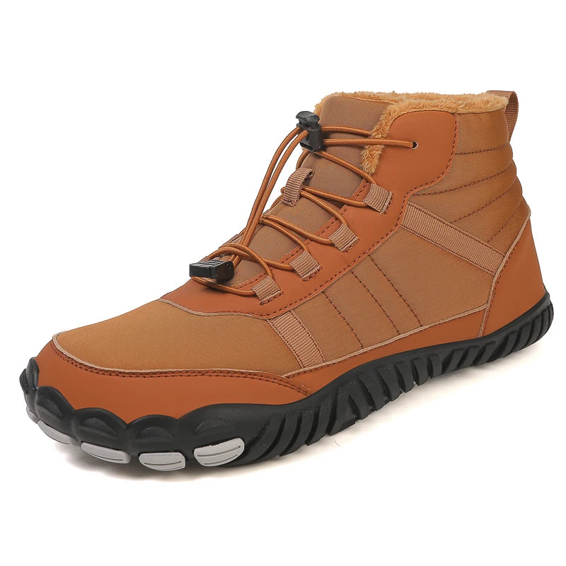 Winter Men Warm Plush Snow Boots Comfortable Barefoot Ankle Boots Outdoor Non Slip Couple Travel Climbing Hiking Shoes